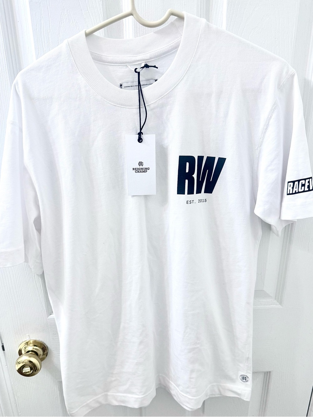 Reigning Champ x RACEWKND T-Shirt, Sz Small White, BRAND NEW w Tags, Super Rare